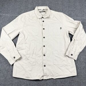 Dutch Bros Coffee Shirt Mens XL Tan Employee Uniform Button Up Collared Pockets